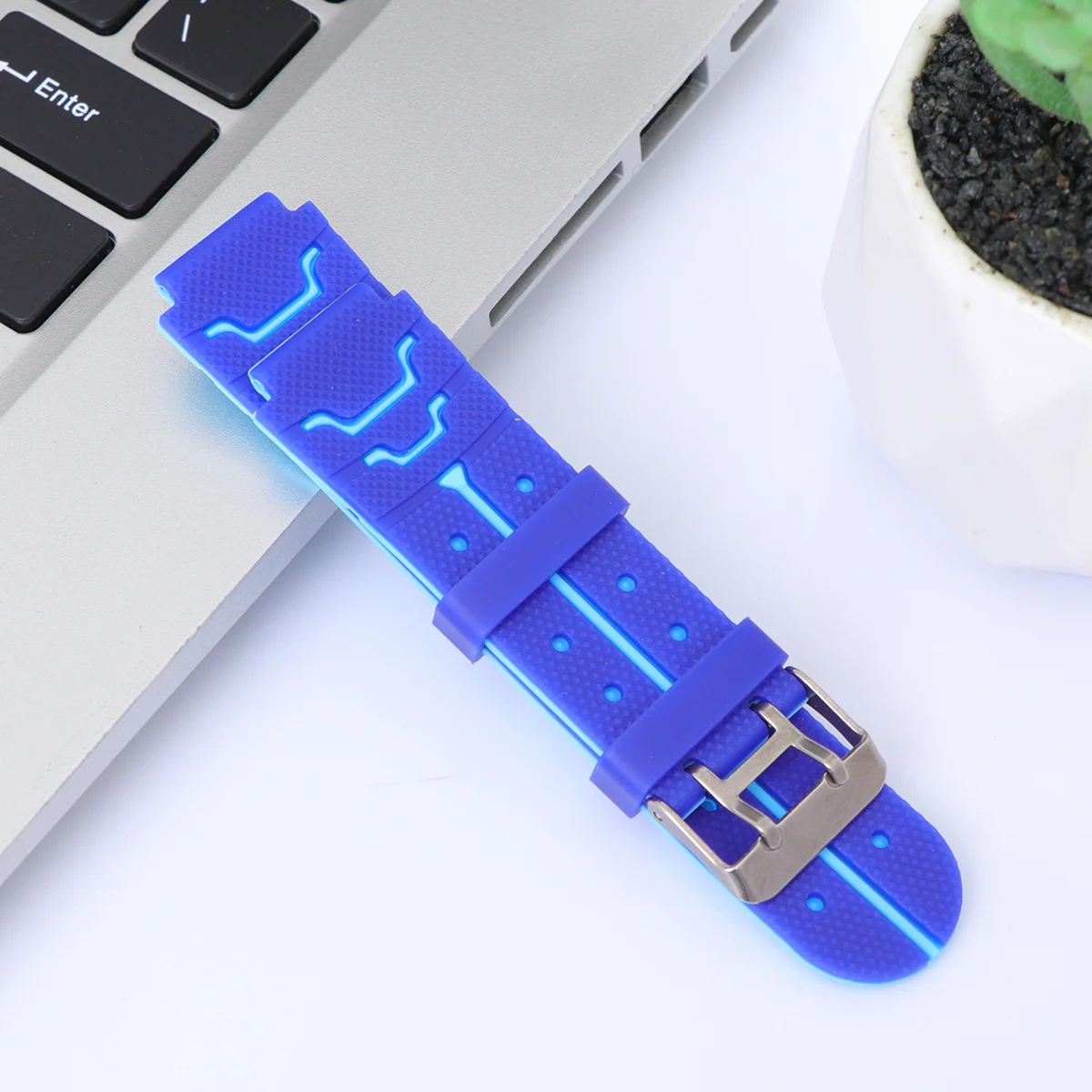 قطعتان من حزام ساعة الهاتف المصنوع من السيليكون، حزام بديل باللون الأزرق والأخضر، ملحقات ساعة مريحة #2