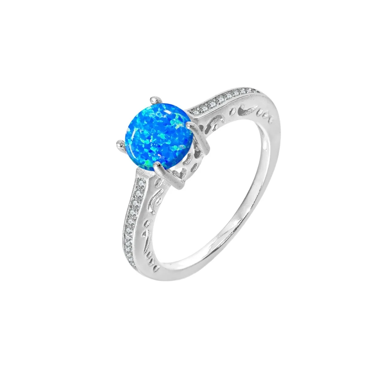 

S925 Silver Luxury Fashionable Egg Shaped Micro Set Women's Ring with High Grade Diamonds and Sea Blue Treasures
