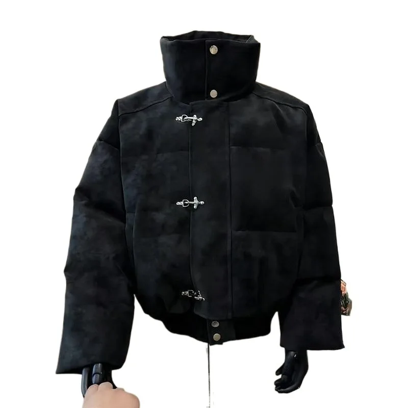 New Fashionable Tie-dyed Thickened High-neck Cotton-padded Jacket Winter High-end Men's American Trendy Brand Short Jacket Style
