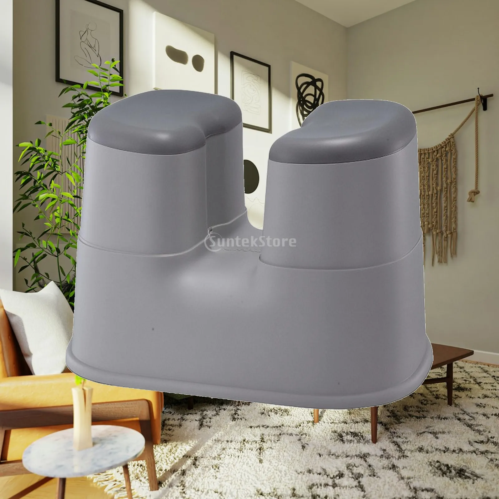 Bath Stool Anti-Slip Shower Stool with Carry Handles Sturdy Bath Seat with Central Opening for Seniors, Assisted Bathing, Family