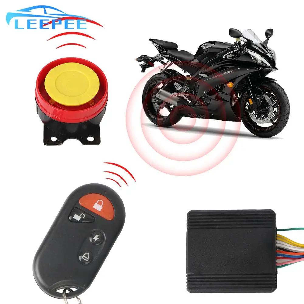 125db 12V 1Set Motorcycle Bike Security Alarm System Remote Control Speaker Anti-theft Scooter Key Shell Engine Start