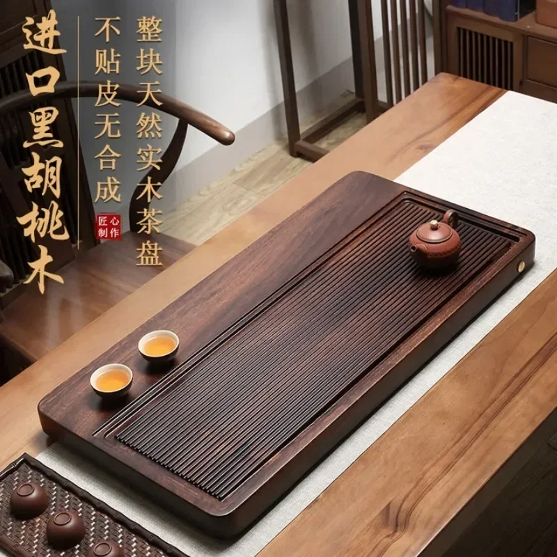 Walnut solid wood log head  tray drainage home office living room dry brewing  set  table  tray