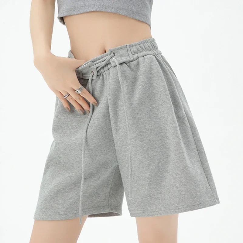 عادية فضفاض واسعة الساق السراويل الرياضية النساء 2025 في الهواء الطلق عالية الخصر مستقيم سراويل قصيرة امرأة مرونة الخصر رياضة التنس السراويل #3