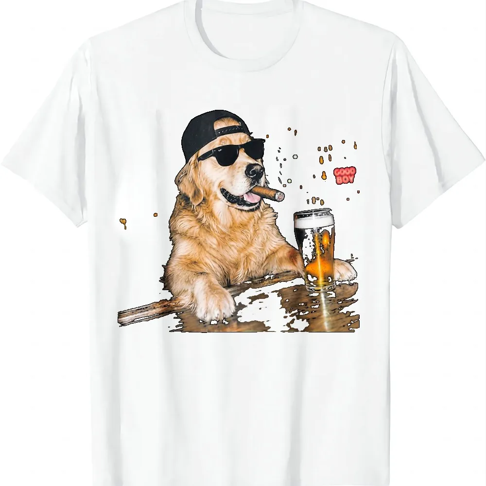 Funny Golden Retriever Drinking Beer Meme Dog Men Women T-Shirt Summer Casual T Shirt Mens Clothing Tops Camiseta Streetwear