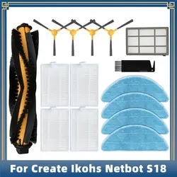 Compatible For Create Ikohs ‎Netbot S18 Robot Vacuum Spare Parts Accessories Main SIde Brush Primary Hepa Filter Mop Rag Cloth