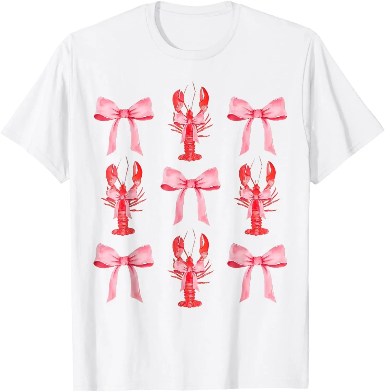 Pink Bow Cute Coquette Crawfish Clean Girl Aesthetic T-Shirt