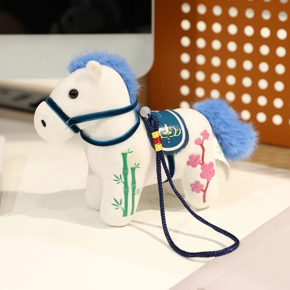

Stuffed Animal Horse Plush Doll Year of The Horse Mascot Soft Plush Pony Keychain 12cm Hanging Decor Long-haired Pony Keychain