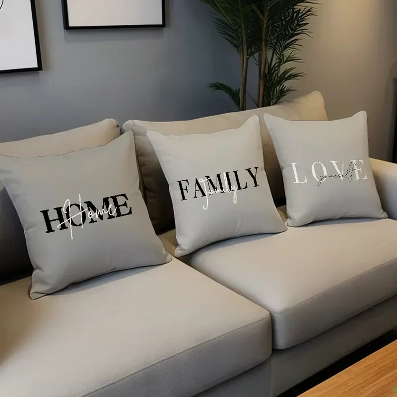 Flower Pattern Love Comfortable Soft Pillow Case White for Sofa Living Room Home Office Decor Gray Geometry Protective Covers - view 4