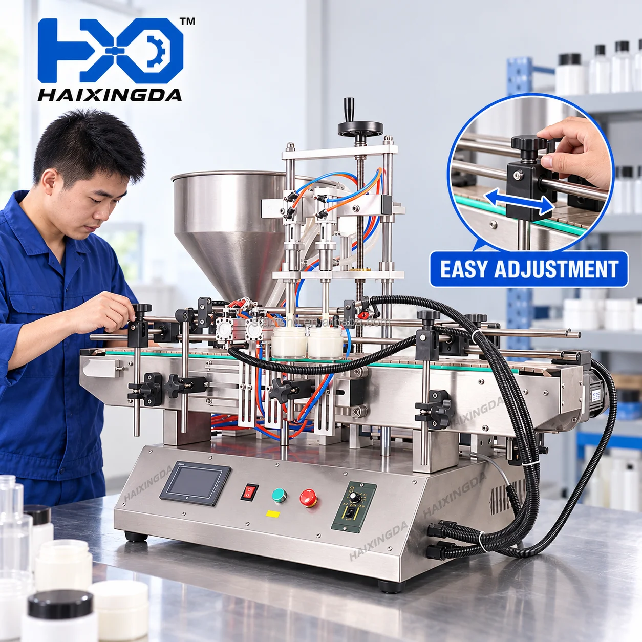 Pneumatic Liquid Dispenser With Dual Nozzles For Cleaning Solution Shampoo Lotion Bottle Production Line Equipment System