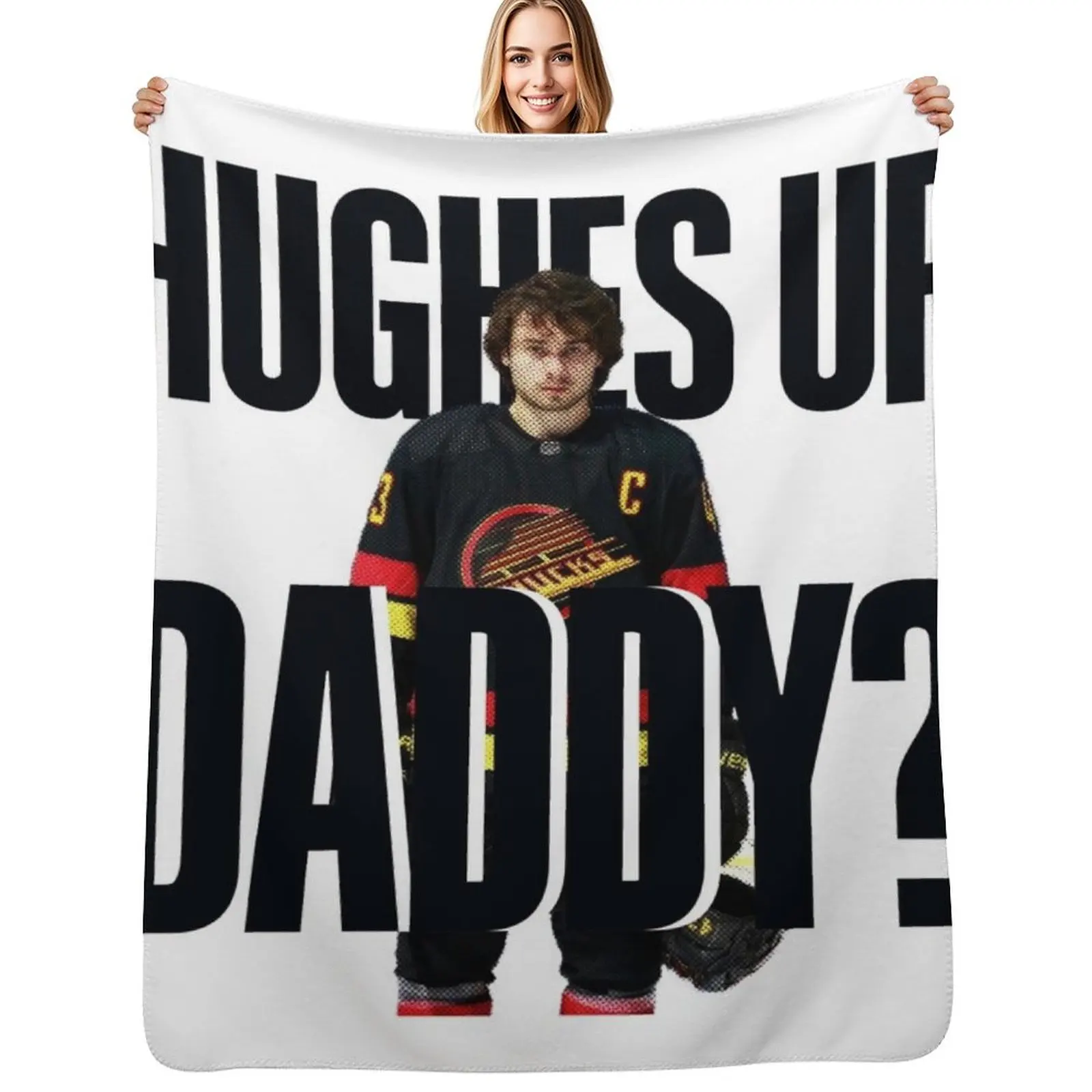 Quinn Hughes ur Daddy? Flag Poster Throw Blanket Loose Moving Shaggy Soft Fashion Sofas Blankets