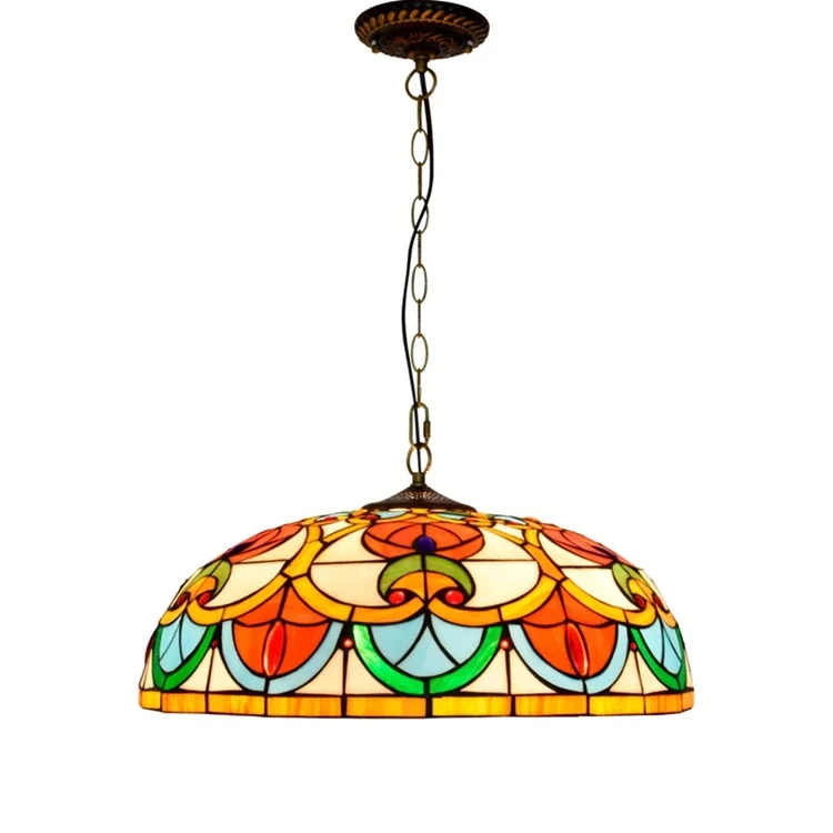 

20 Inch Retro Love Baroque Tiffany Stained Glass Restaurant Bar Club Lobby Corridor Lights Covers Chandeliers Lamps