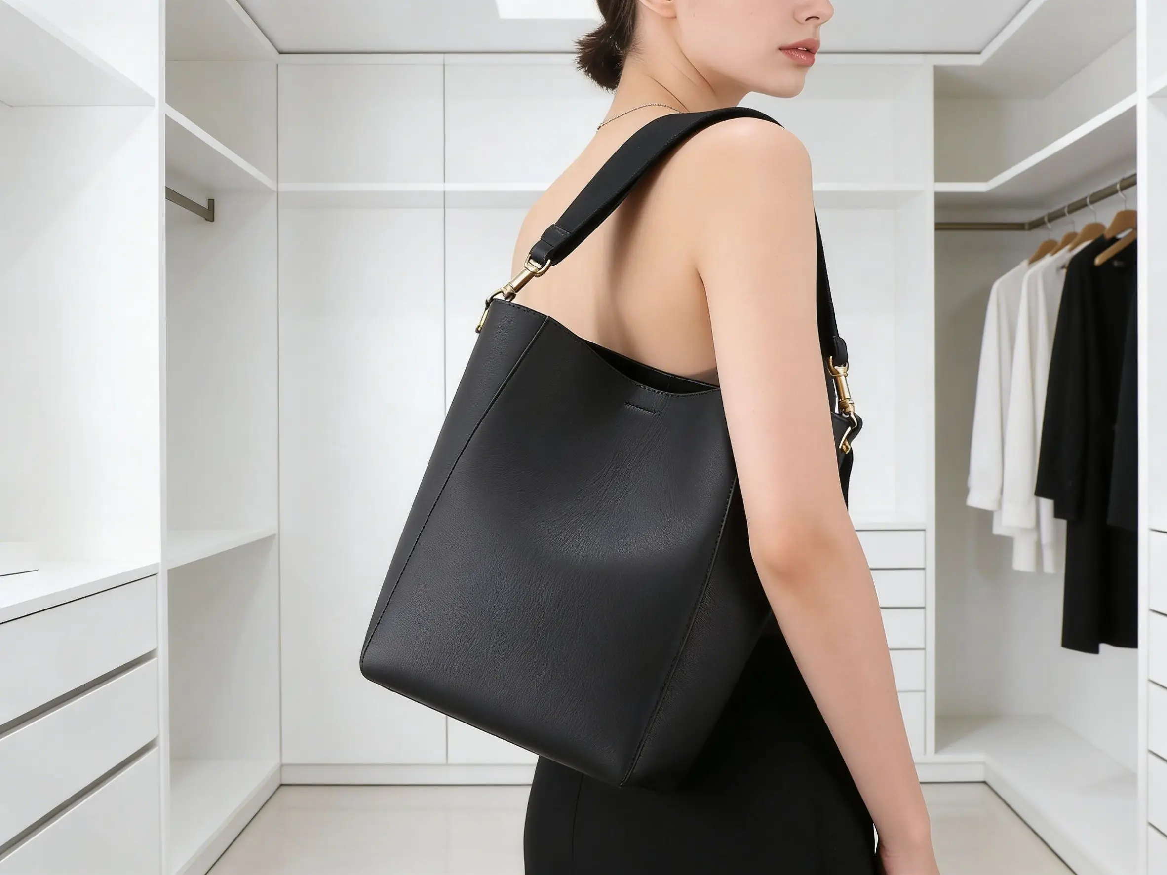 Luxury Leather Shoulder Bucket Bag Women Fashion Tote Crossbody Bag Large Capacity