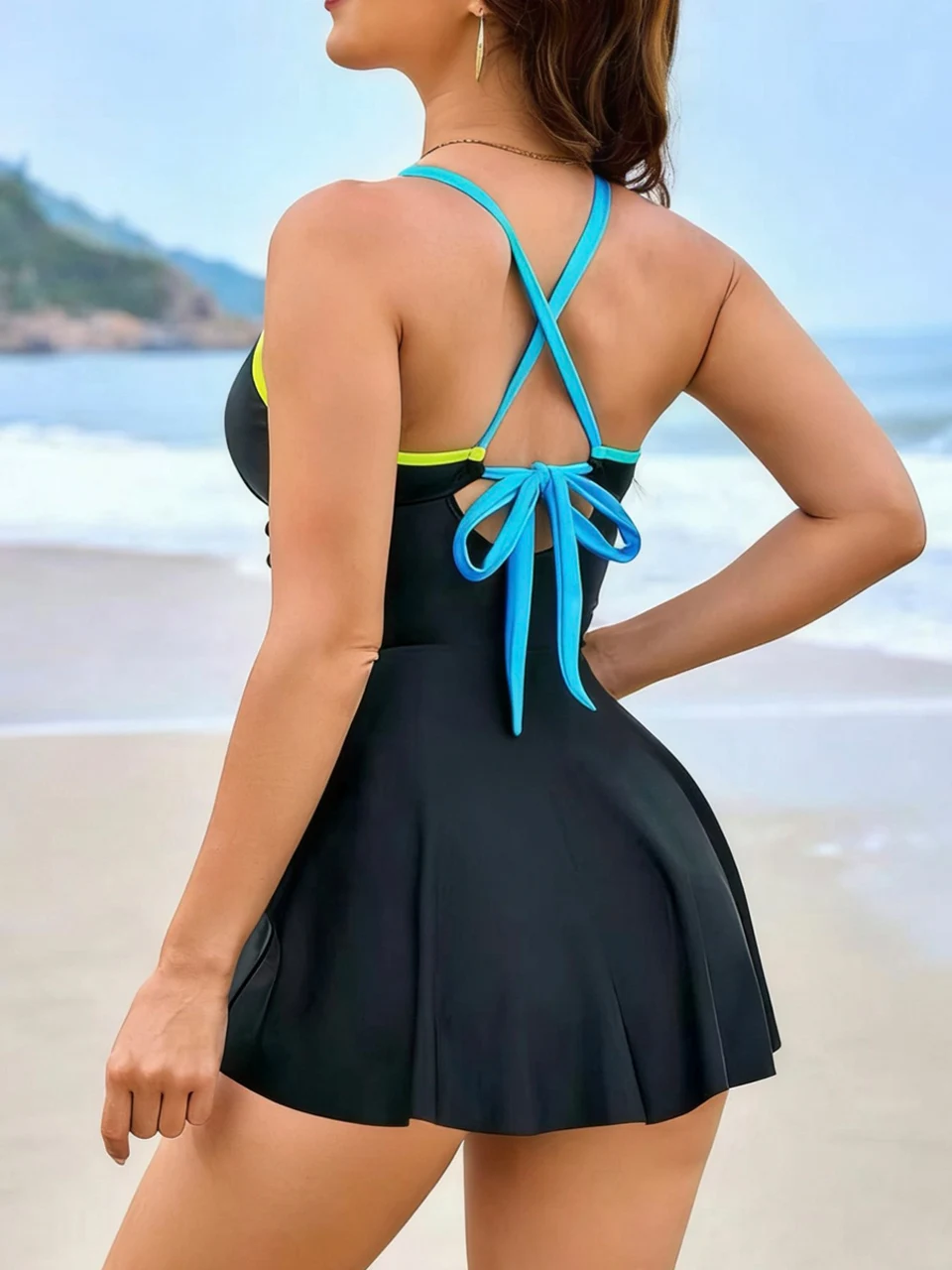 Strappy Plunging Swimwear 2026 Women One Piece Beach Dress Swimsuit Female Side Tie Knot Bathing Swimming Suit Padded Beachwear