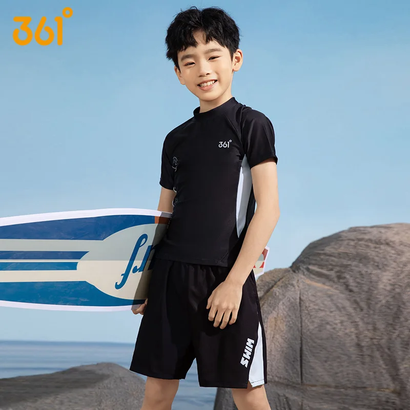 

361°Boy Short Sleeve UPF 50+ Sun Protection Two Pieces SwimSuit Childrens' Surfing Shirt Top+Swim Trunks Beach Rash Guard