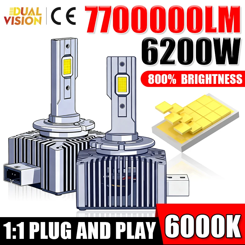 

6200W D Series D3S LED Headlight Canbus HID D1S D2S D3S D4S D8S D1R D2R D3R D4R Xenon Lamp Two-sided 9570 CSP 1:1 Mini Car Light