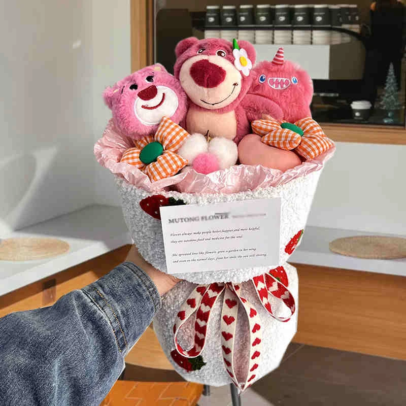 Bouquet de beurre moelleux Toy Story 3, animal en peluche Kawaii, décoration pour cadeau d'anniversaire et de Noël, Lotso, Kitty, Winnie, Stitch, Kirby