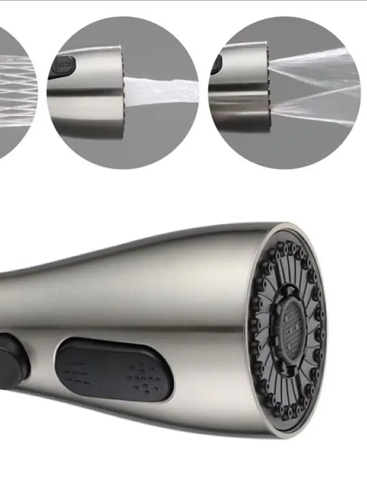 Kitchen Pull Out Faucet Sprayer Nozzle 3 Modes ABS Water Saving Bathroom Basin Sink Shower Spray Head For 1/2