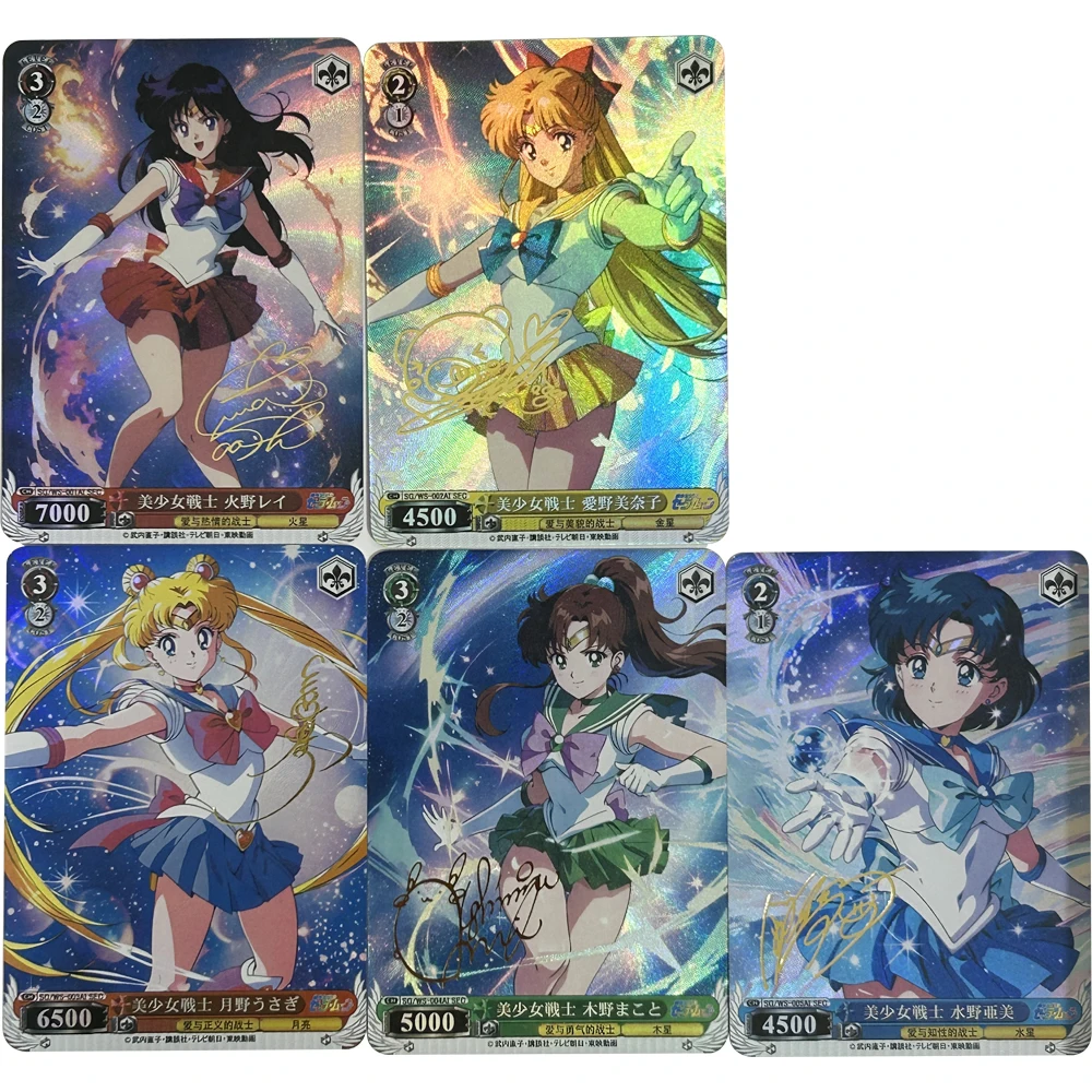 5 Pz/set Anime Weiss Schwarz Collezione Carta Abbronzante Carta Firma Strutturata Rifrattiva Colore Lampeggiante Ragazzo Regali