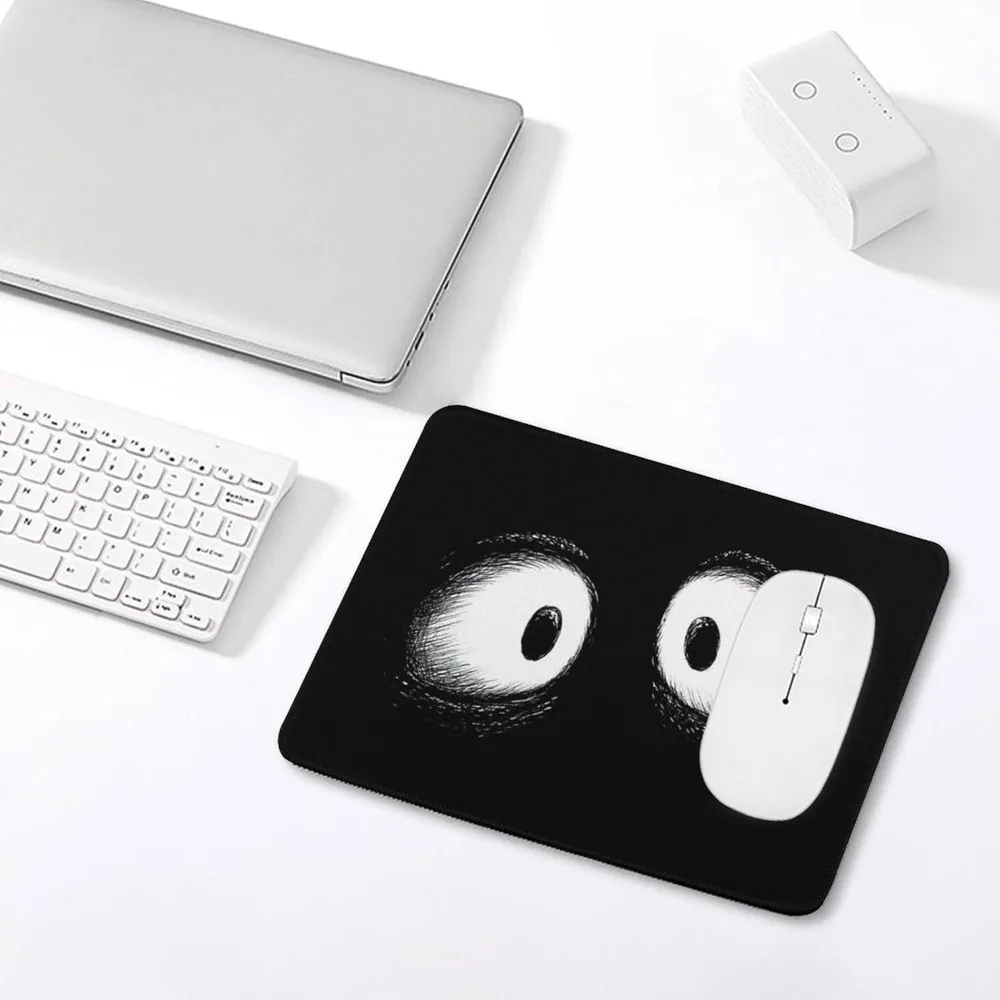 Mouse Pad com design de olhos de desenho animado – acessório de mesa ergonômico para uso em pequenos escritórios e laptop com base antiderrapante