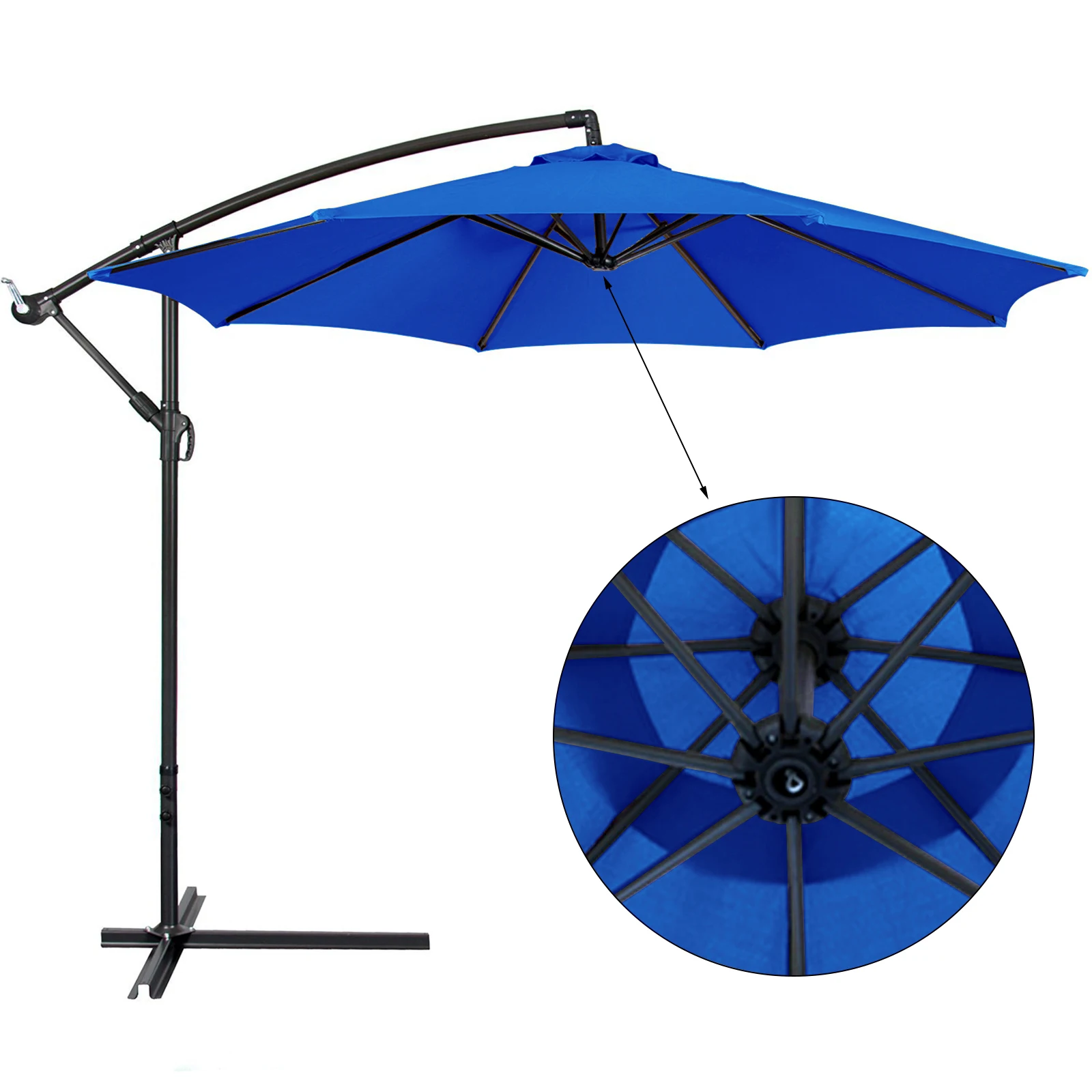 Umbrella Canopy Replacement Outdoor Sunshade Water Proof Polyester for 2.7m Ribs Umbrella Frame