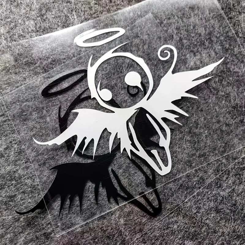 2D Flat 1Pc Cute Angel Demon Cartoon Vinyl Sticker, Waterproof UV Resistant, for Car Laptop Decor, Holiday Gift