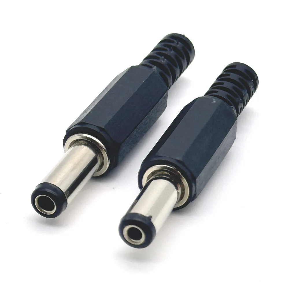 5.5mm x 2.5mm/ 5.5mm x 2.1mm DC Power Plugs Male Barrel Connectors Black 5.5*2.5 5.5*2.1