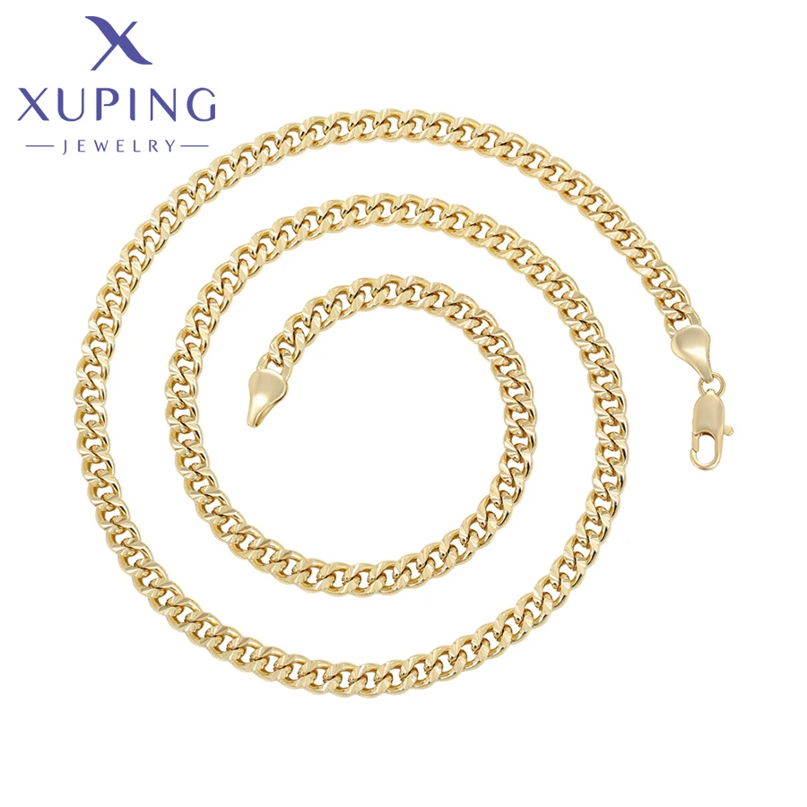 Xuping bijoux nouveauté à la mode 50 cm couleur or clair collier pour femme hommes fête de noël souhait cadeaux X000933970