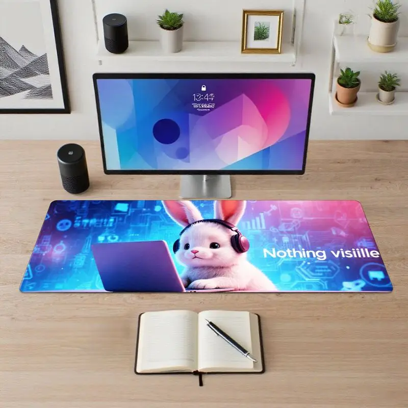 لوحة ماوس ألعاب أرنب رائعة، ناعمة ومتينة، قاعدة مضادة للانزلاق، مثالية للاستخدام المنزلي والمكتبي، تصميم 31.5 × 11.8 بوصة