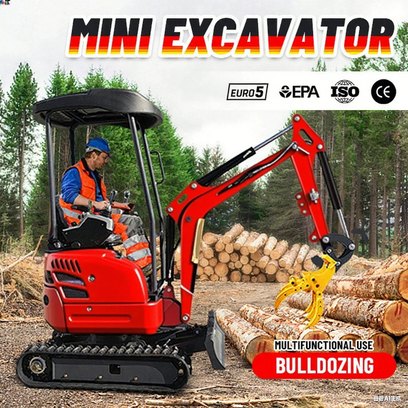 Vendita calda. Mini escavatore da 2,0 tonnellate personalizzato Kubota Engine Ce Epa Euro 5 Mini escavatore Consegna rapida