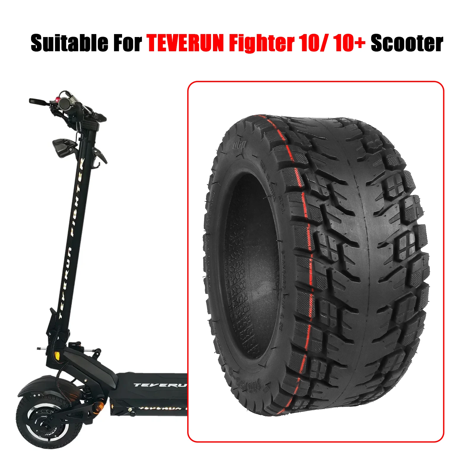 Ulip 100/55-6 Thicken Tubeless Tire 10 Inch Ultra Wearable Off-Road Rubber Tyre For TEVERUN Fighter 10/10+ E-Scooter Tires parts