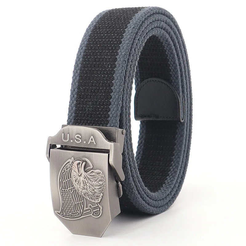 SupSindy Men Canvas Belt USA Eagle Metal Buckle Army Military Tactical Belts for Men Jeans Outdoor Training Soldier Strap Male