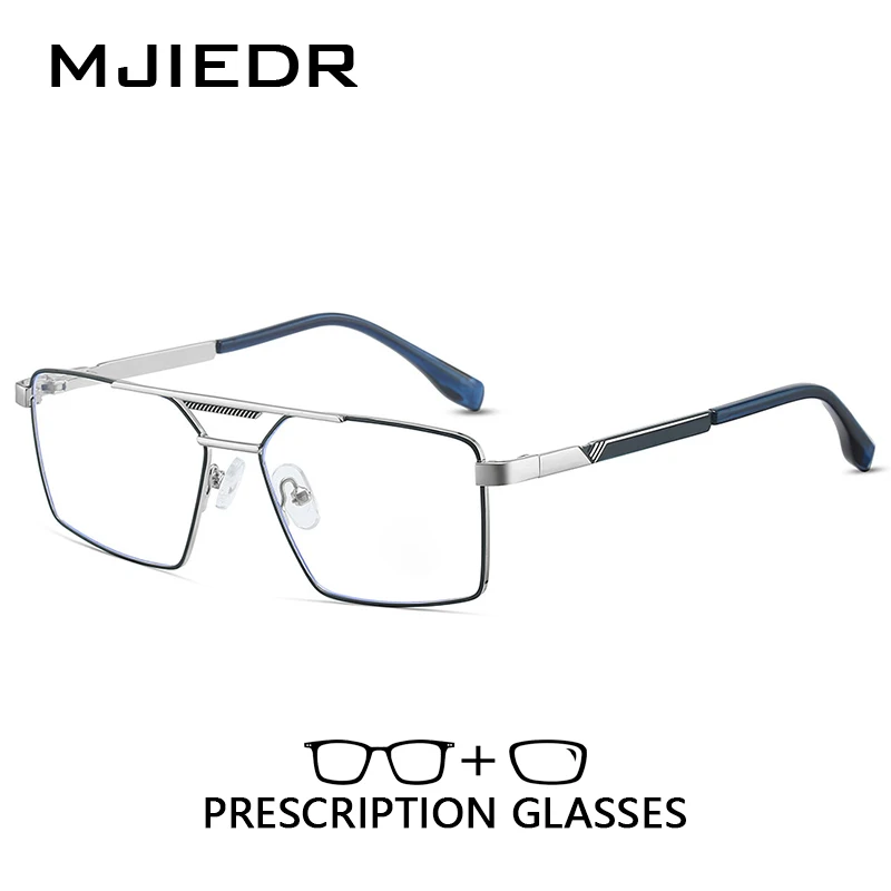 

MJIEDR Korean Style Aviator Prescription Glasses Man Fashion Optical Eyeglass High-quality Metal Anti Blue Light Photochromic