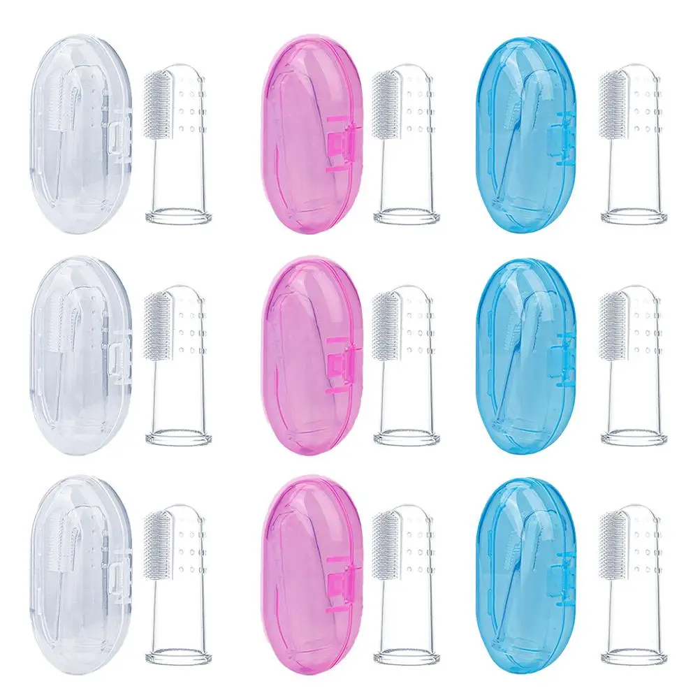 

9 Pcs Silicone Finger Toothbrush Teething Oral Massager for Baby Newborn Kids Infant Toddler Reusable Easy Clean Travel Friendly