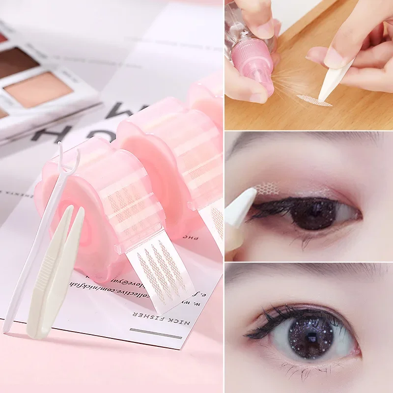 1Box Eyelid Tape Sticker Invisible Eyelid Paste Transparent Self-adhesive Lace Mesh Yarn Double Eyelid Stickers