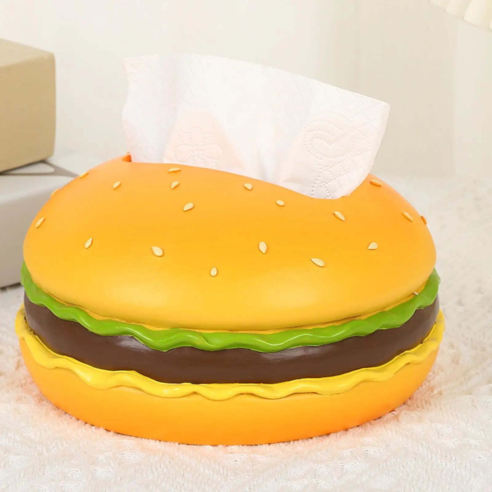 Tissue Box Cover Burger Shaped Tissue Cover for Bedroom Restaurant Office