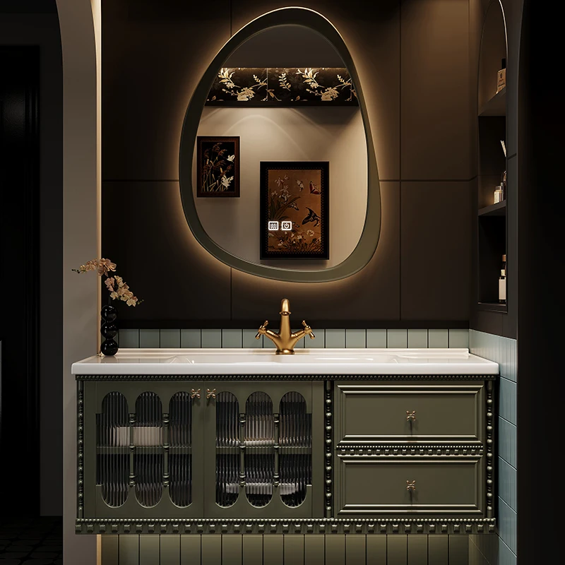 Glass Modern Smart Mirror Shelf Bathroom Cabinet Space Saving Mobile Furniture Rustic Classic Black Bathroom Cabinet