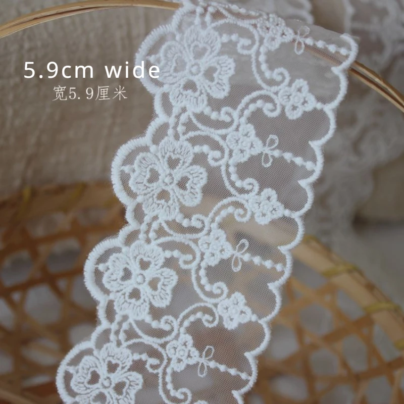 African Embroidery Lace for Needlework, Tulle Fabric, Sewing Ribbon Apparel, DIY Trimmings, New Lace for Needlework, Off White