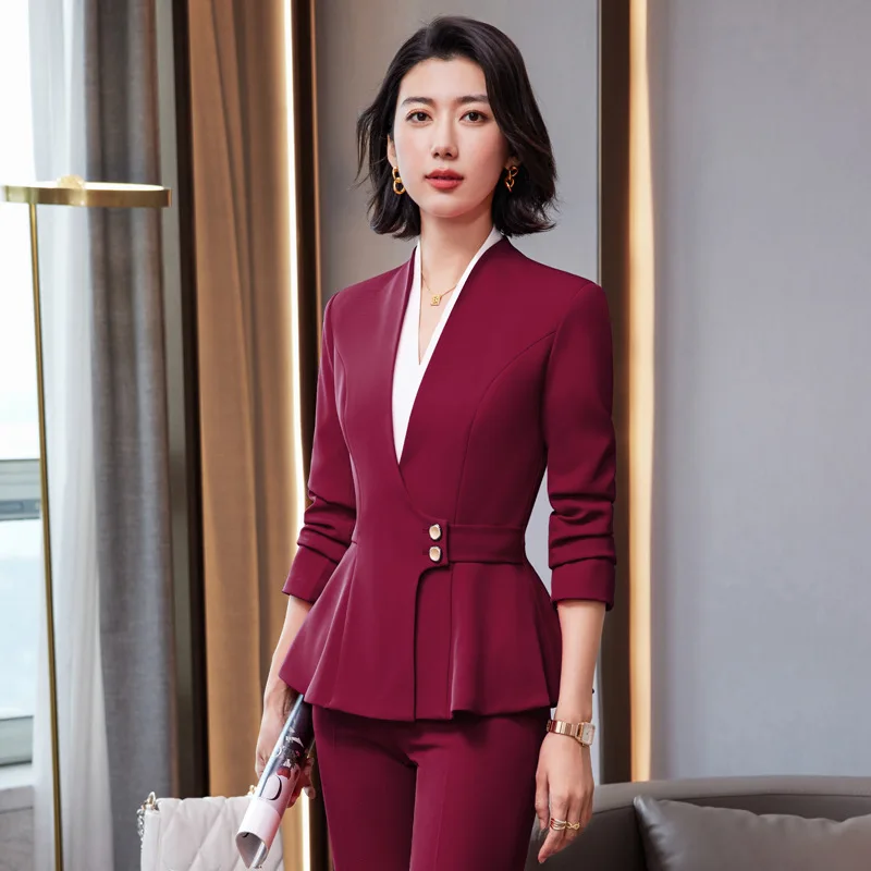 Autumn and Winter Career Apparel Suit Women's New Slim Fit Temperament Suit Three-Piece Suit Interview Formal Wear Hotel Overall