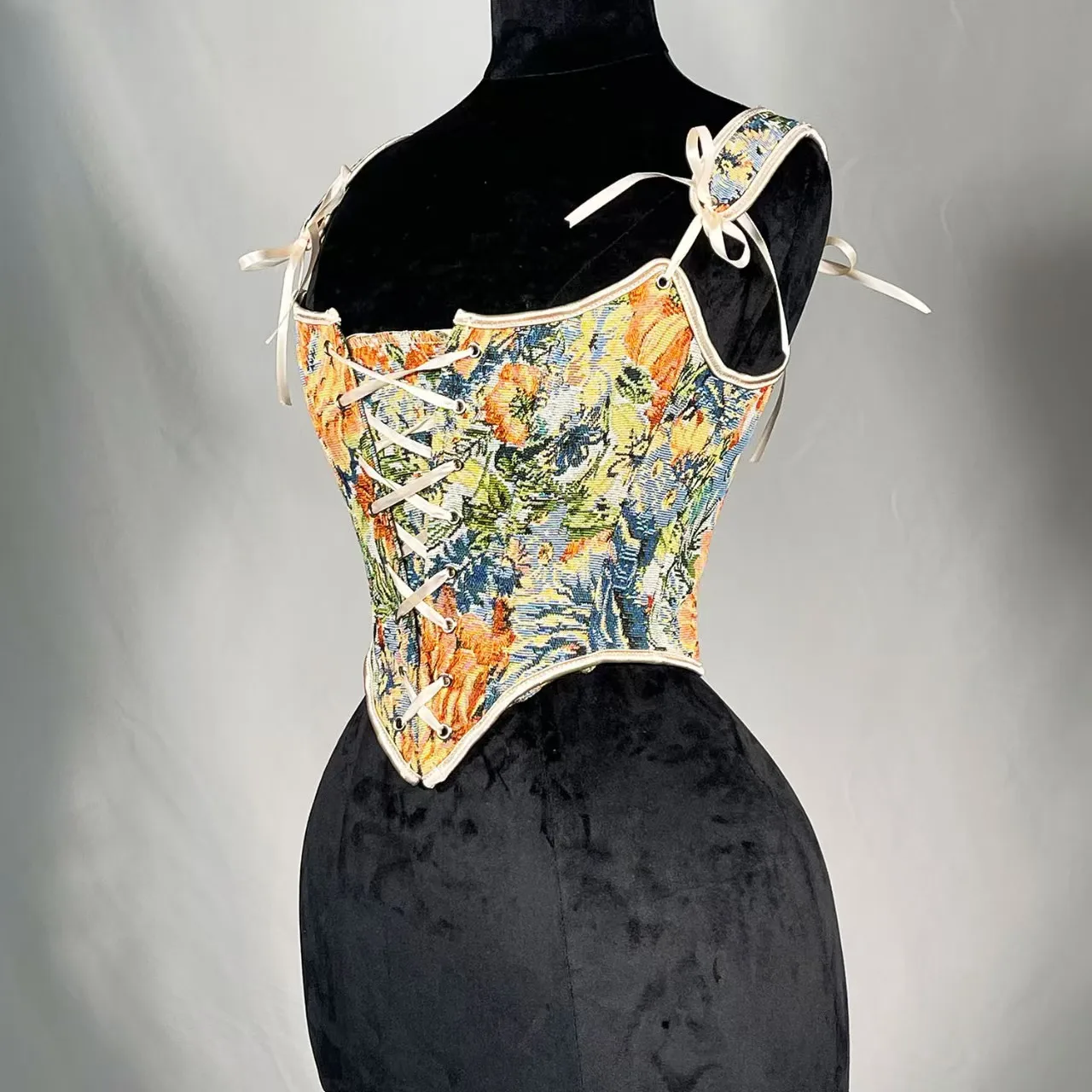 French Peony Orange Double Strap Detachable Adjustable Fishbone Bra, Party Picnic Party Wear