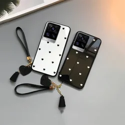 Glass Case For VIVO V27 V27E V20 V21 V23 V25 Pro 20SE V21E V23E V25E 4G 5G Fashion Love Heart Hard Phone Cover Coque