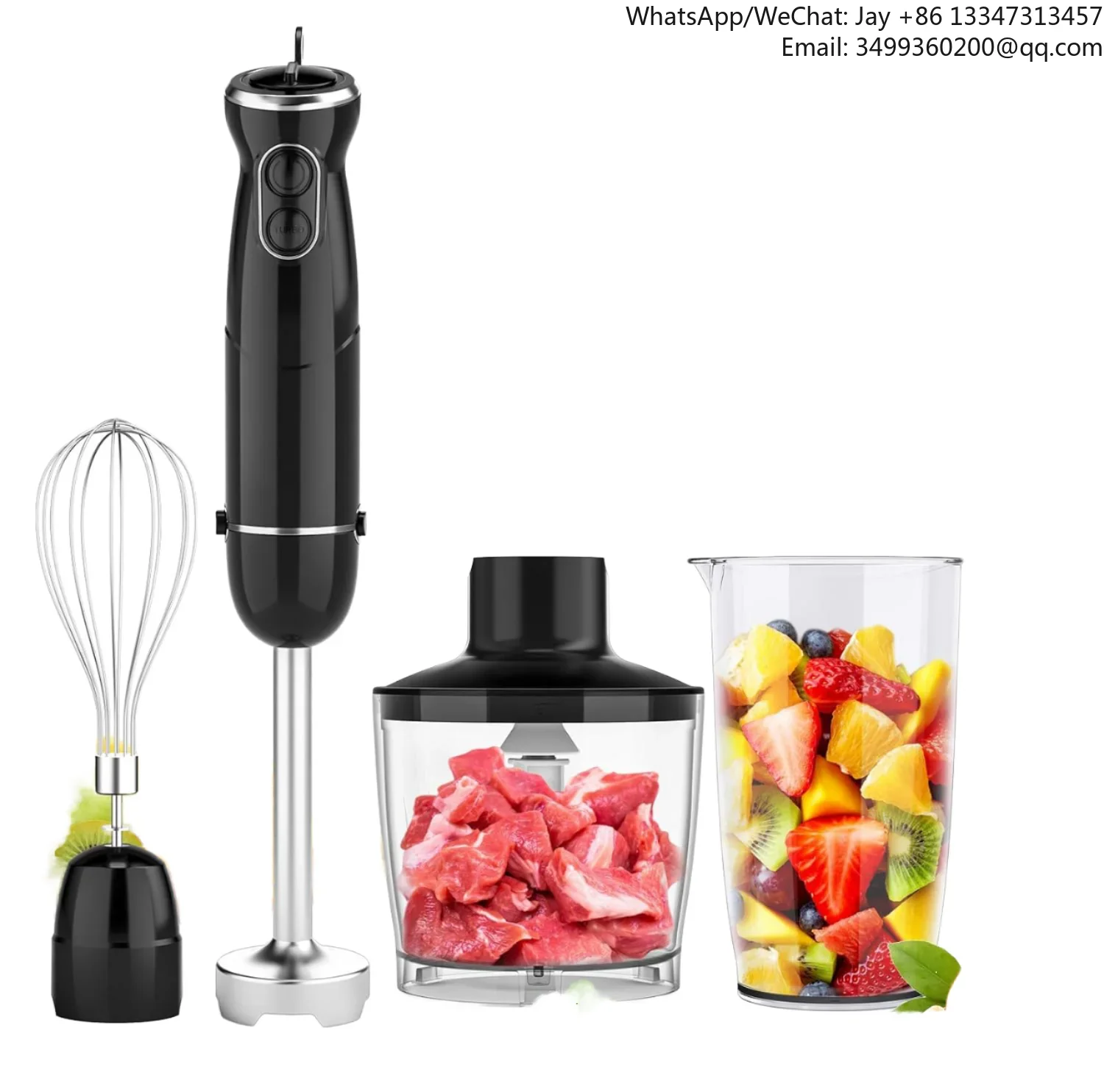 

1000W Electric Handheld Immersion Blender Stainless Steel Blade 7-in-1 Attachments Push Button Controls German Compatibility