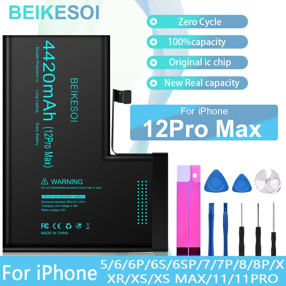 BEIKESOI Battery For iPhone 12 Pro max High capacity battery For iPhone 12Promax 12PM  Battery Long standby time with Tool