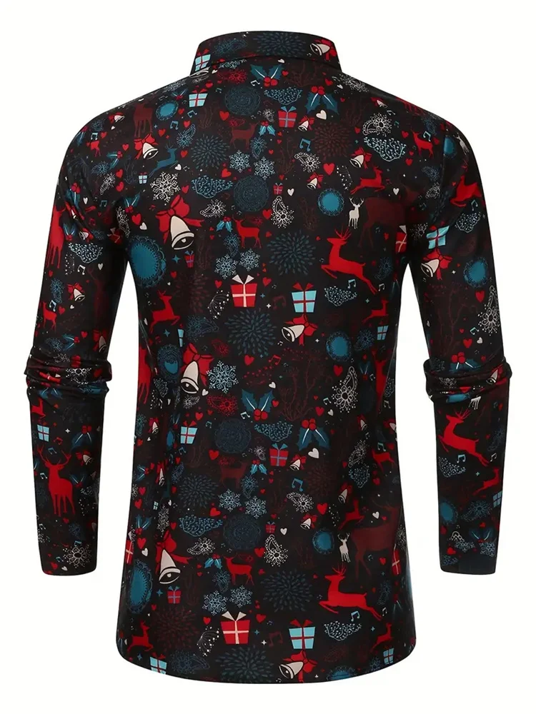 

Christmas Men's Long Sleeve Shirt Pattern Printed Formal Shirt Christmas Pattern Long Sleeve Shirt Fashion Shirt Top