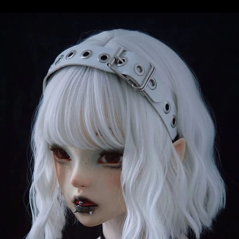 

Gothic Punk Leather Buckle Hair hoop KC headband Harajuku Women Girl Dark Black Punk Hip hop Rock Hairbands Hair Accessories