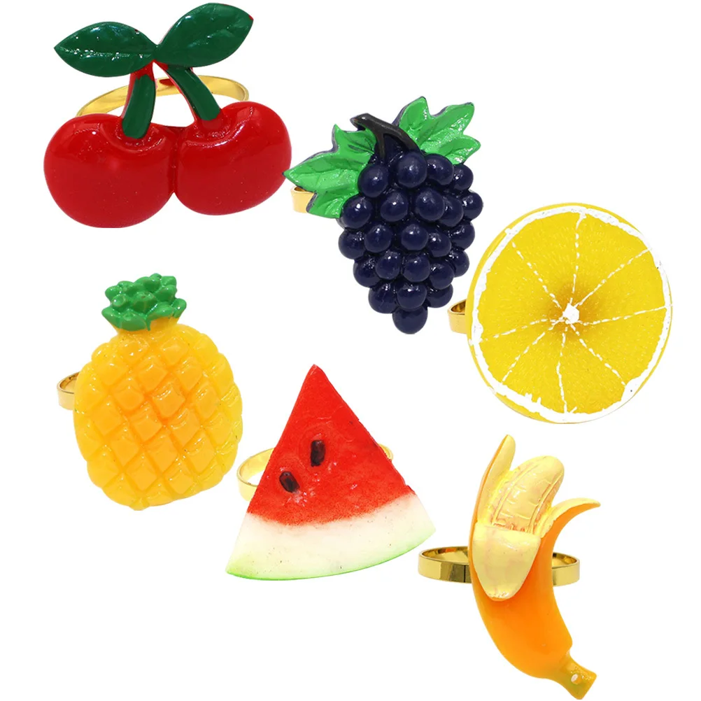 

6Pcs Dining Napkin Holder Cute Fruit Shaped Serviette Rings for Home Cafe Hotel Tabletop Napkin Decoration Serviette Ring