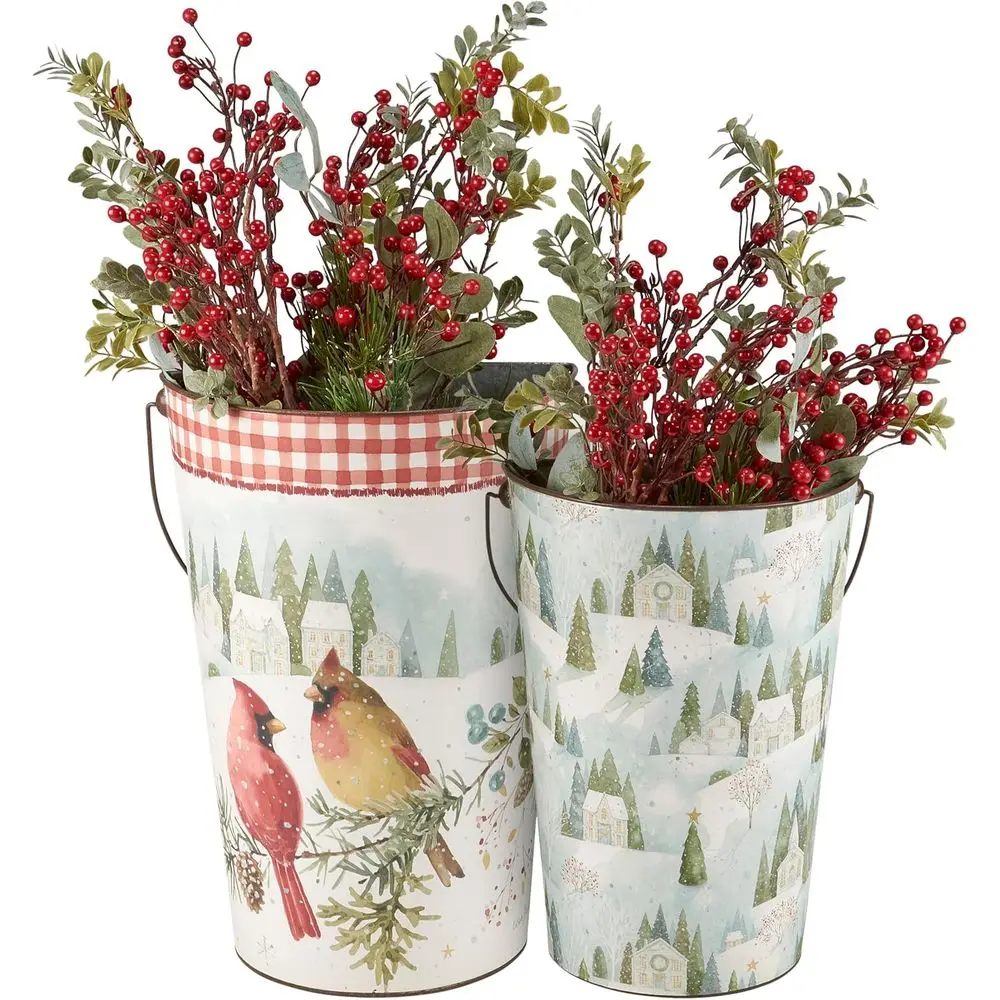 

Winter Cardinal Wall-Mounted Bucket Set