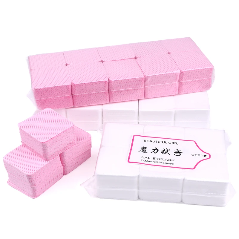 1000개 면 네일 폴리쉬 리무버 냅킨 와이프 린트 프리 클리너 종이 패드 화이트 핑크 패드 네일 아트 클리닝 매니큐어 도구