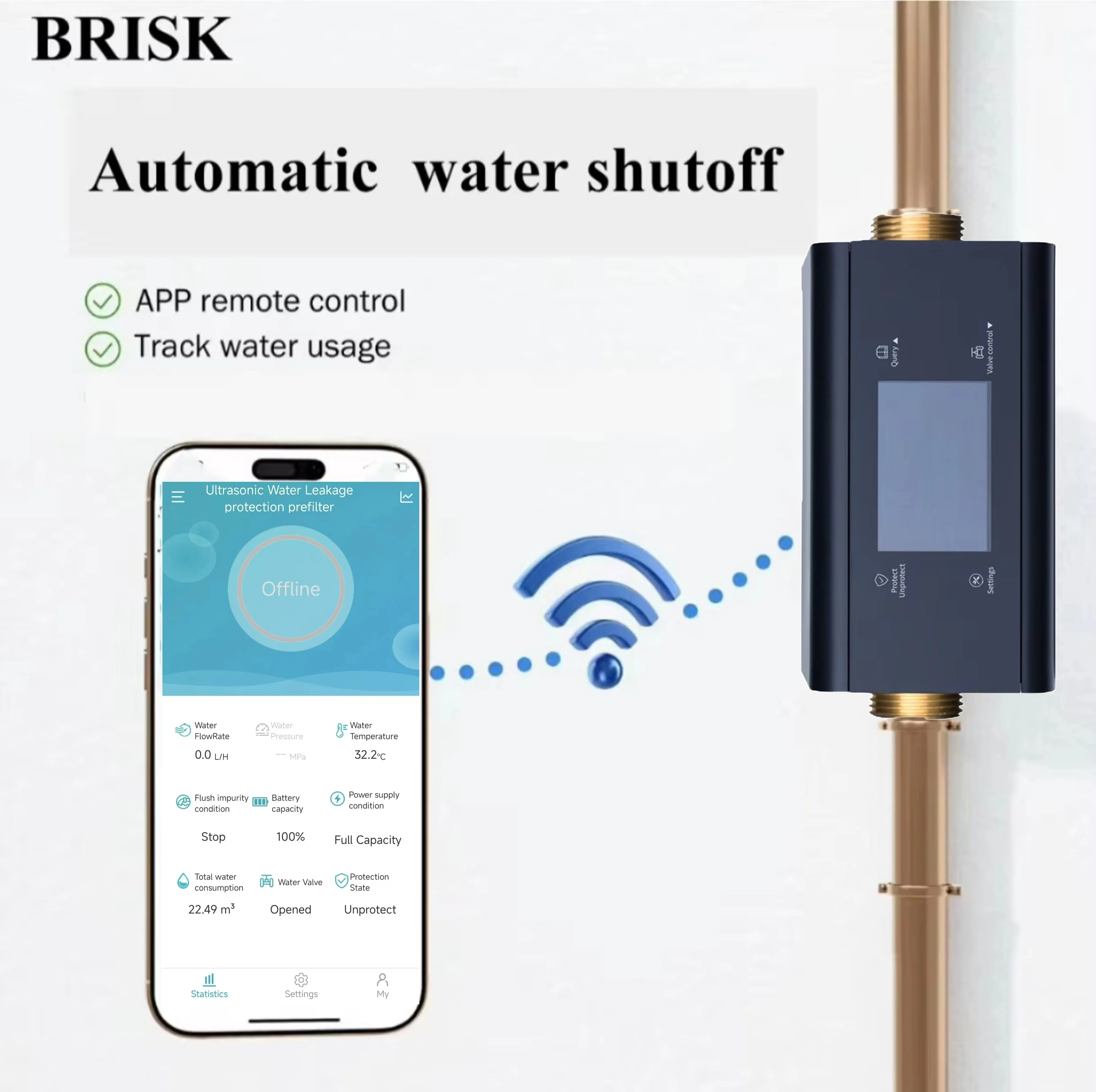2023 Brisk Best Measurement Accuracy AI Adaptive Ultrasonic Technology Water Leakage Detector for House