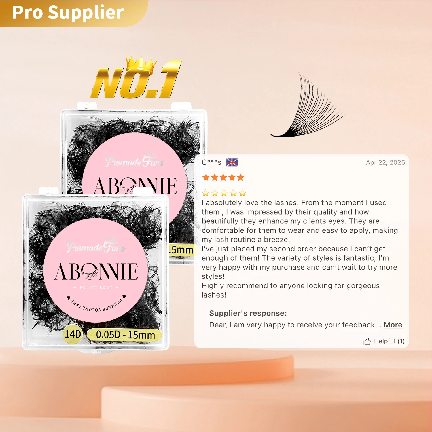 ABONNIE 500 Ventole Base a punta sottile Ventole preconfezionate con stelo stretto e sottile 0,05 0,07 Base affilata 6D 8D 10D 20D Estensione ciglia volume