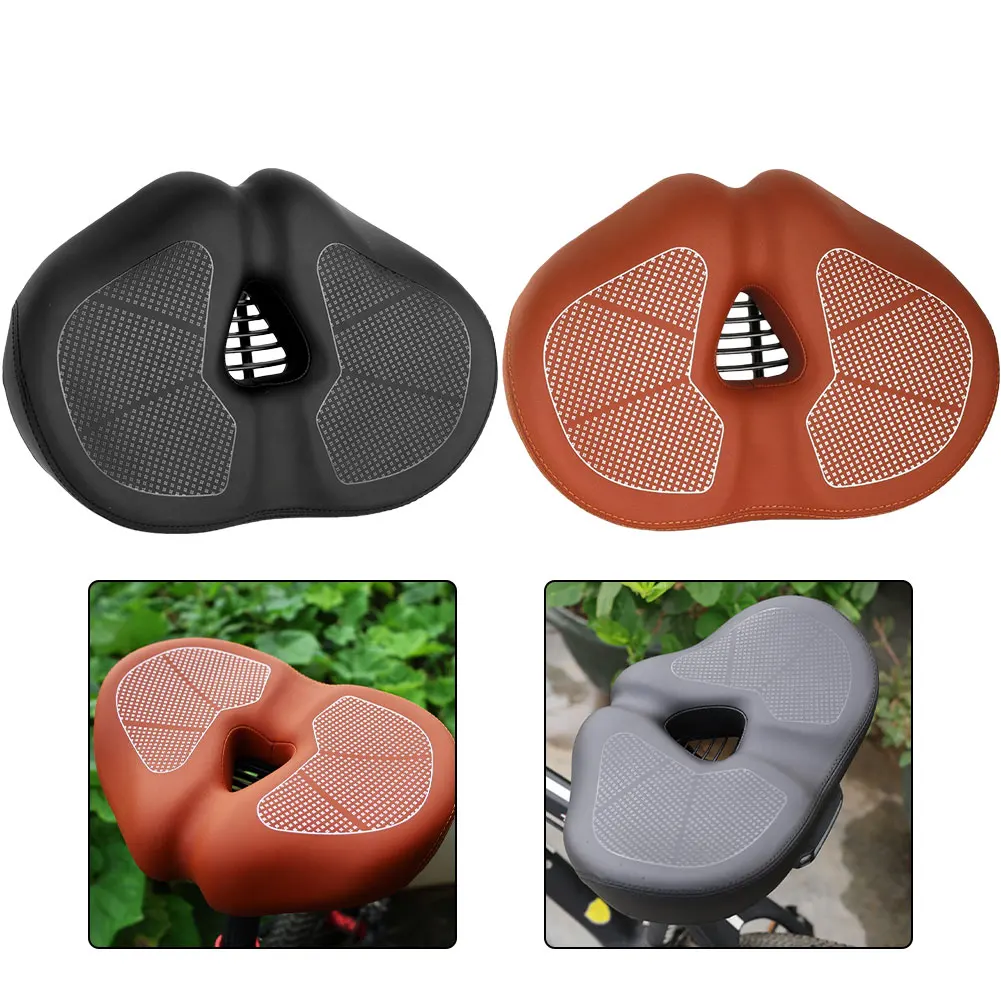 

Comfortable Cycling Seat Cushion with Shock Absorption for Fitness Bike Widened PU Leather Saddle Easy Installation